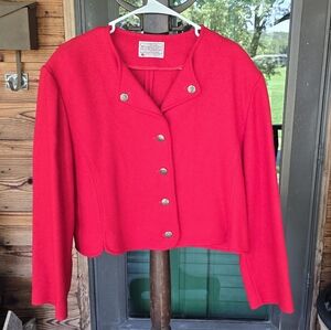 Vintage Pendleton Petite Womens Red Virgin Wool Red Button Up Jacket Size 16